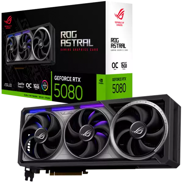 ASUS Video Card NVIDIA GeForce RTX 5080 16GB GDDR7 Digital Max Resolution 7680 x 4320 Yes x 2 (Native HDMI 2.1b)Yes x 3 (Native DisplayPort 2.1b)HDCP Support Yes (2.3) 850W P/N
