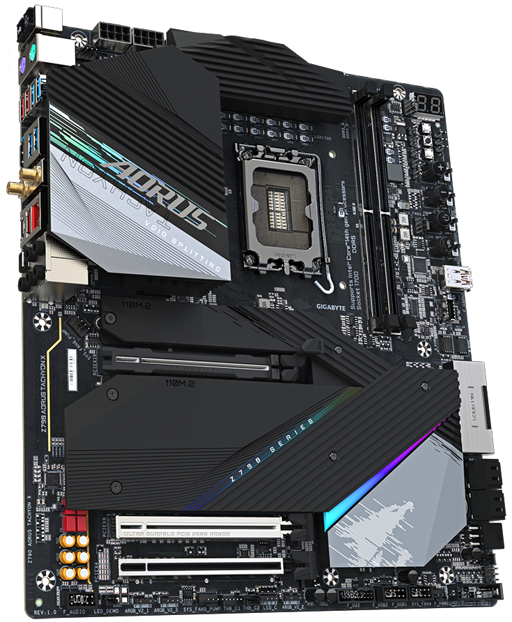 Матплата Gigabyte Z790 Aorus Tachyon X, iZ790, S1700, E-ATX,2DDR-5,3xPCI-Ex16,4SATA,4xM.2,HDMI,16USB