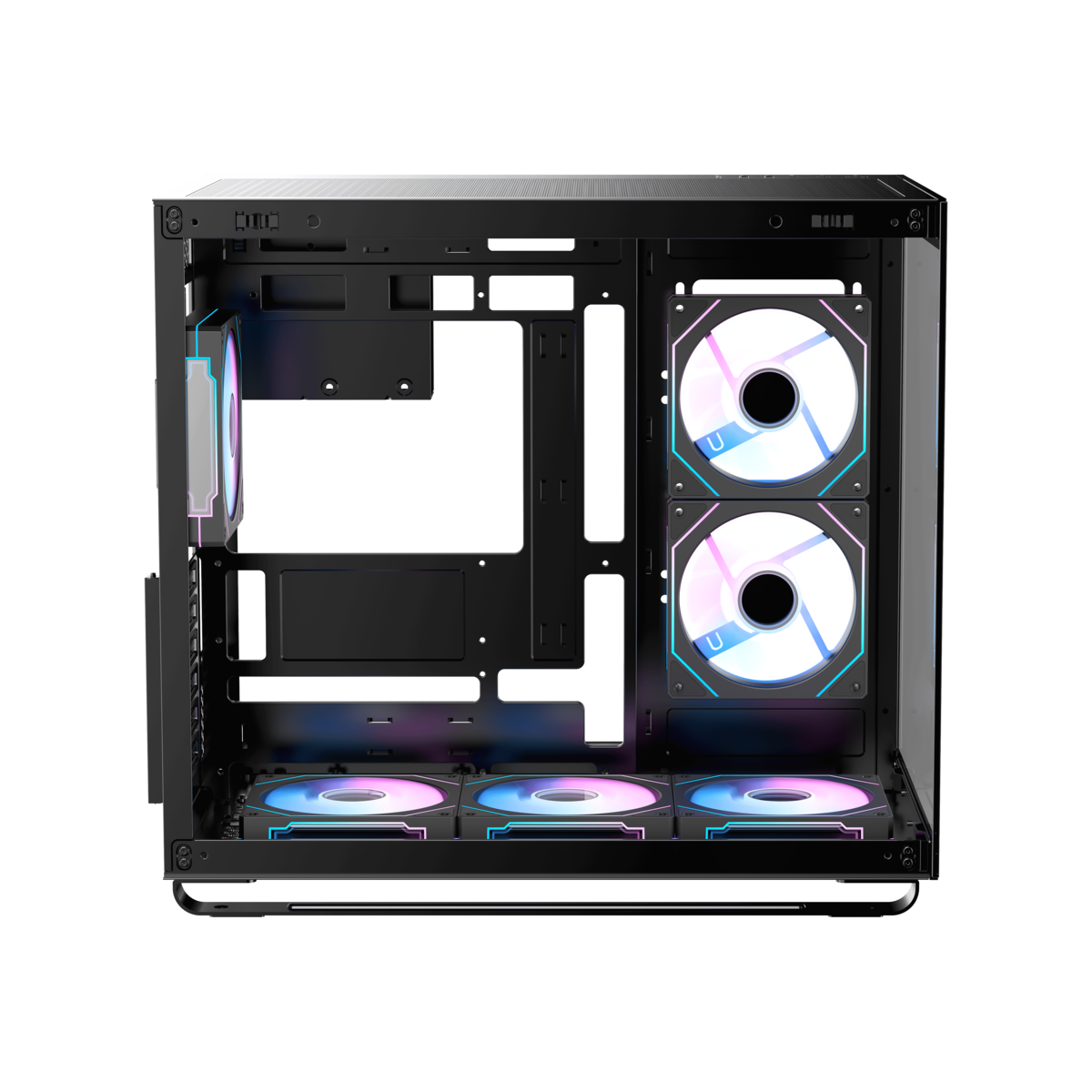 Корпус Ocypus Iota C70 BK ARGB ATX/mATX/mITX 2xUSB, Type-C, Предустановлены 6 вентиляторов с ARGB подсветкой, Черный, Iota-C70-BKD600XX-GL