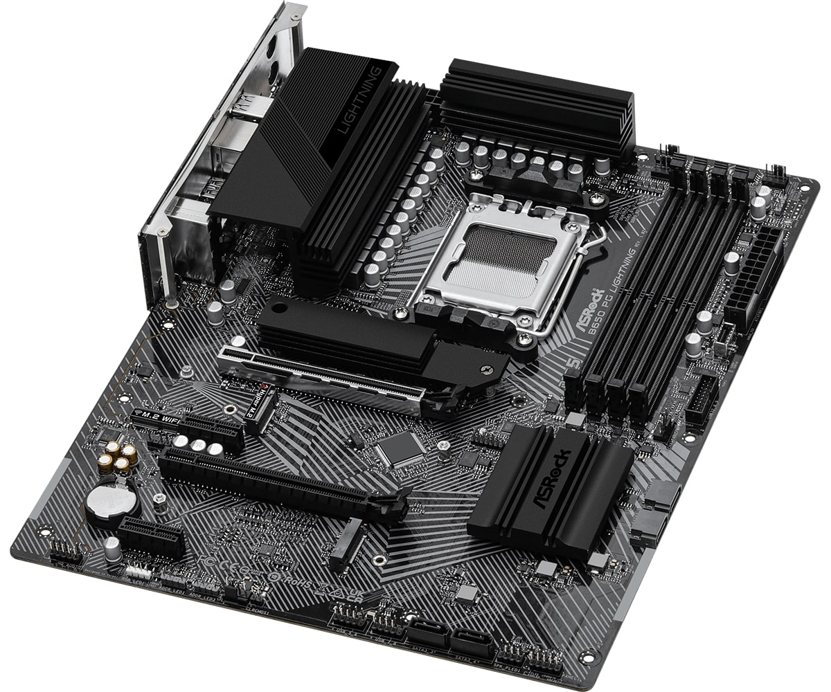 Матплата ASRock B650 PG Lightning, AM5, ATX, 4DDR-5, 2xPCI-Ex16, 4SATA, 3xM.2, HDMI, 19USB