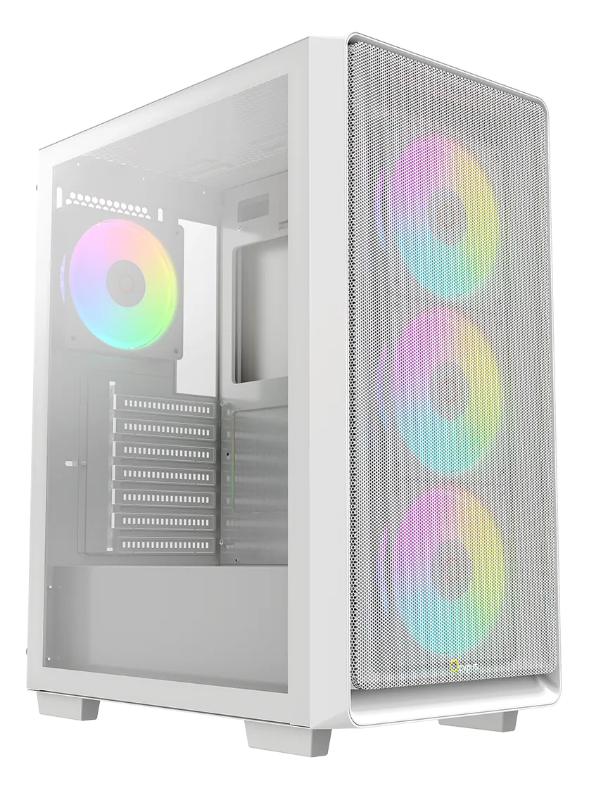 Корпус Ocypus Gamma C60 WH ARGB ATX/mATX/ITX 3xUSB Белый, Предустановленно 4x120мм ARGB Fans, Gamma-C60-WHG400XX-GL