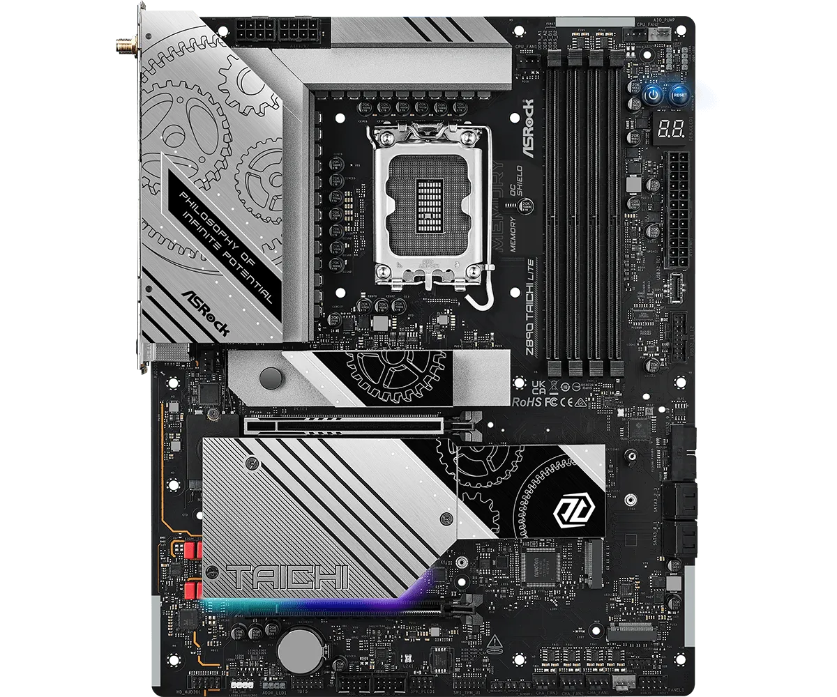 Матплата ASRock Z890 Taichi Lite, iZ890, S1851, ATX, 4DDR-5, 2хPCI-Ex16, 4SATA,6xM.2,HDMI,2хTB,21USB