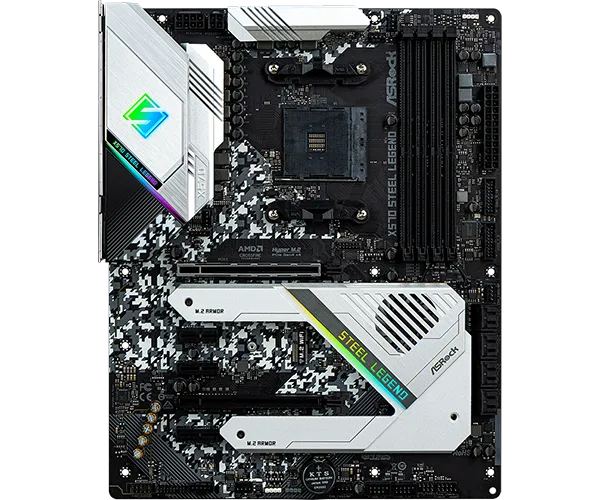 Матплата ASRock X570 Steel Legend, AM4, ATX, 4DDR-4, 2xPCI-Ex16, 8SATA, 2xM.2, HDMI, DP, 16USB