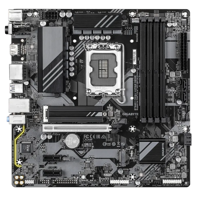 Матплата Gigabyte B760M DS3H WiFi6E Gen5, iB760,S1700,mATX,4DDR-5,4SATA,2xM.2,HDMI,2xDP,9USB