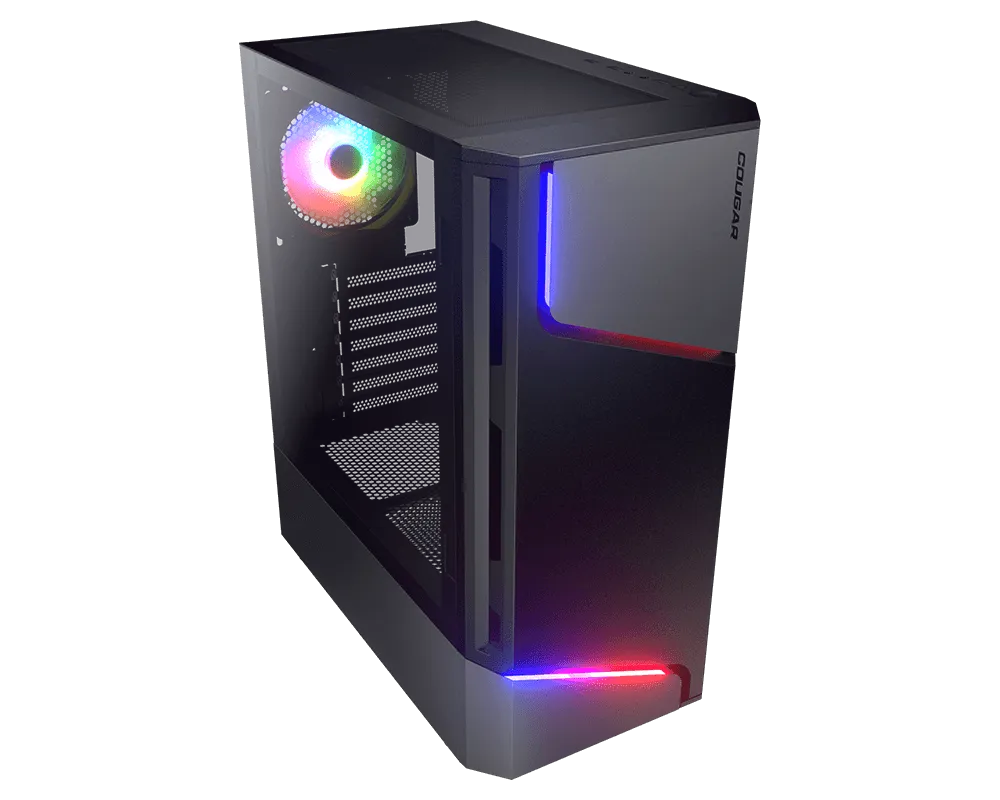 Корпус Cougar MX360 RGB, Midi Tower, ATX, Black, 2x3.5"/2x2.5", USB2.0, 2xUSB3.0, RGB