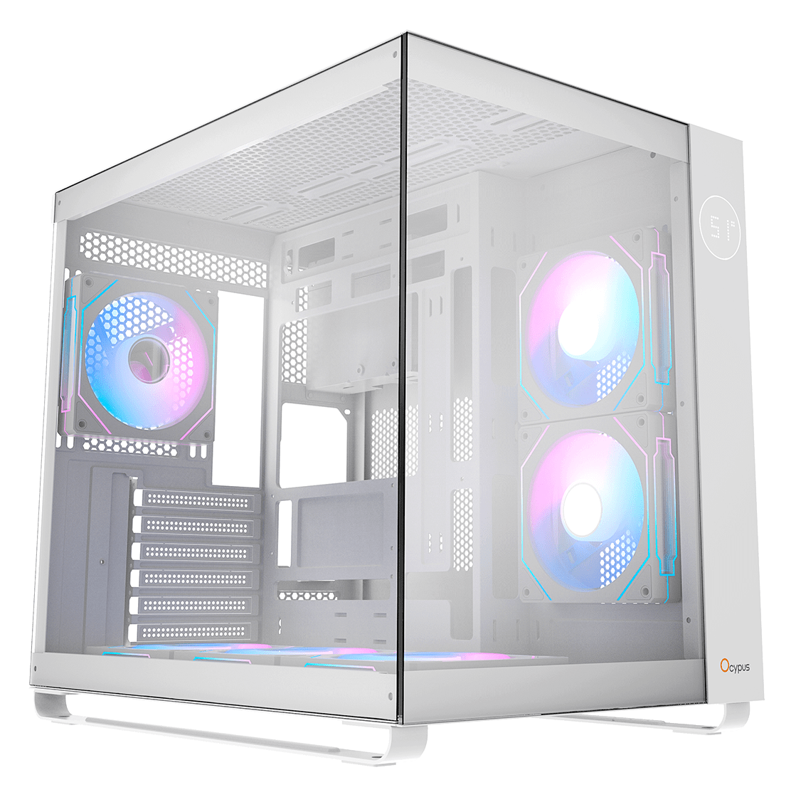 Корпус Ocypus Iota C70 WH ARGB ATX/mATX/mITX 2xUSB, Type-C, Предустановлены 6 вентиляторов с ARGB подсветкой, Белый, Iota-C70-WHD600XX-GL