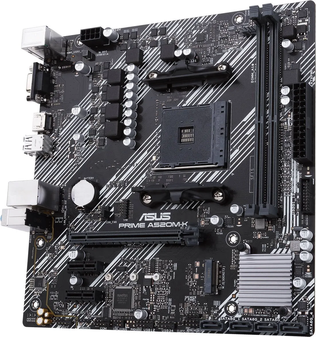 Матплата Asus Prime A520M-K, AM4, mATX, 2DDR-4, 1xPCI-Ex16, 4SATA, 1xM.2, VGA, HDMI, 12USB