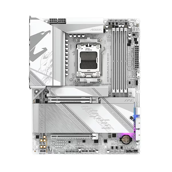 Матплата Gigabyte X870 Aorus Elite X3D ICE, AM5, ATX, 4DDR-5, 2хPCI-Ex16, 2SATA, 4xM.2, HDMI,17USB