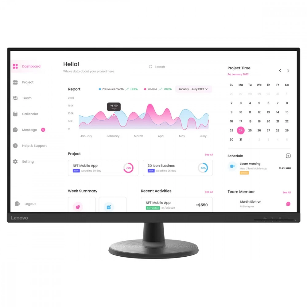 Монитор 31.5" Lenovo D32u-40, Black, VA, 3840x2160@60Hz, 250кд/м2, 3000:1, 4ms, 2xHDMI, DP
