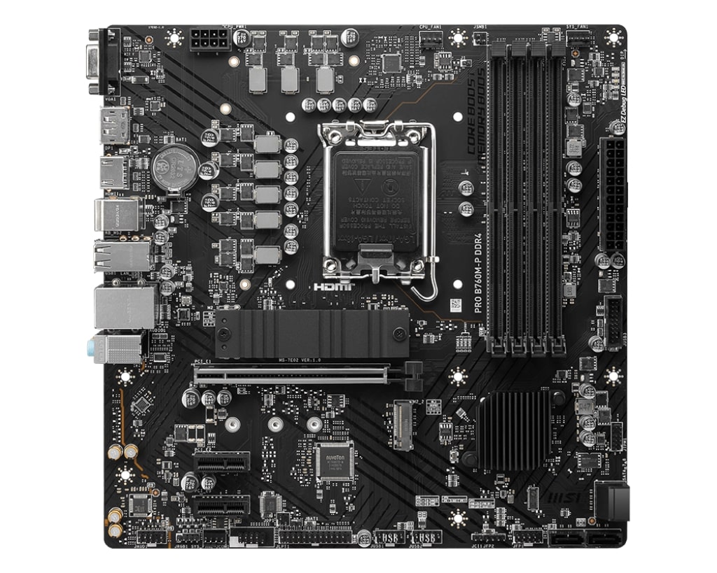 Материнская плата MSI PRO B760M-P DDR4 LGA1700 4xDDR4 4xSATA3 RAID 2xM.2 VGA HDMI DP mATX