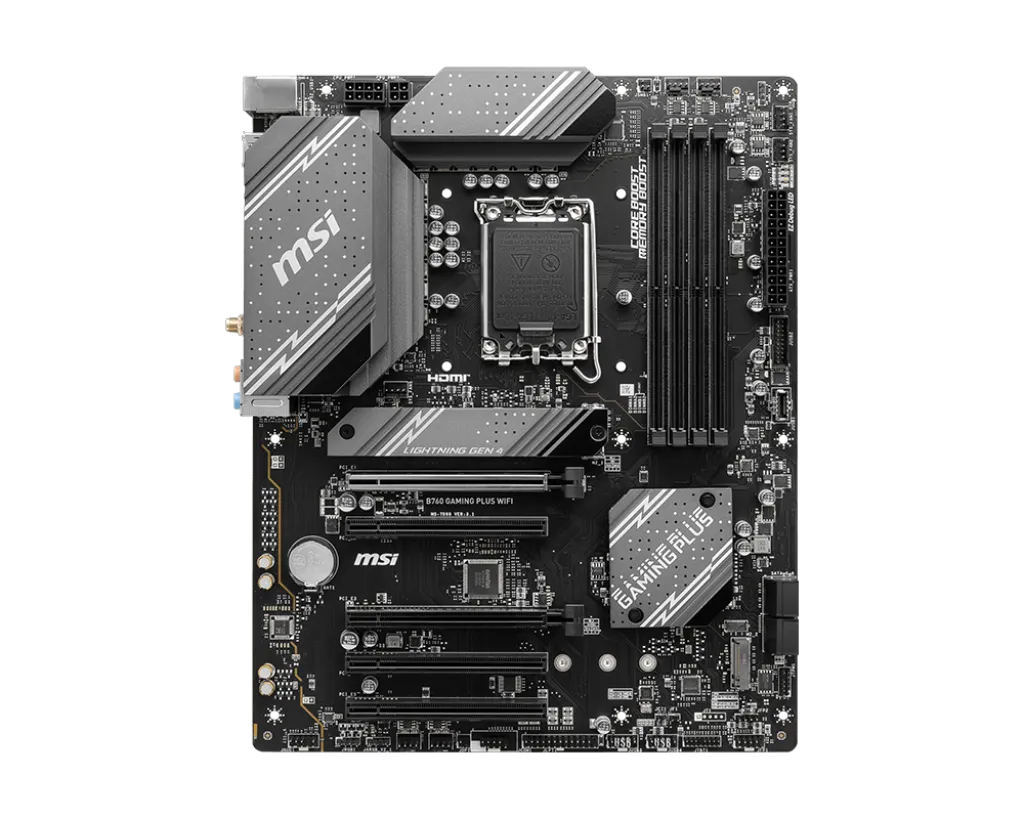 Матплата MSI B760 Gaming Plus WiFi, iB760, S1700, ATX, 4DDR-5, 5xPCI-Ex16, 4SATA,2xM.2,HDMI,DP,14USB