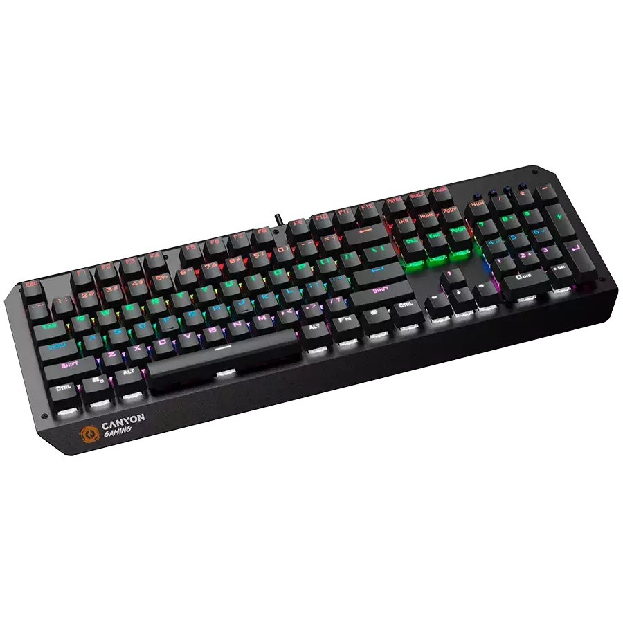CANYON Hazard GK-6, Wired multimedia gaming keyboard with lighting effect, 108pcs rainbow LED, Numbers 104keys, RU+EN double injection layout, cable length 1.8M, 450.5*163.7*42mm, 0.90kg, color black