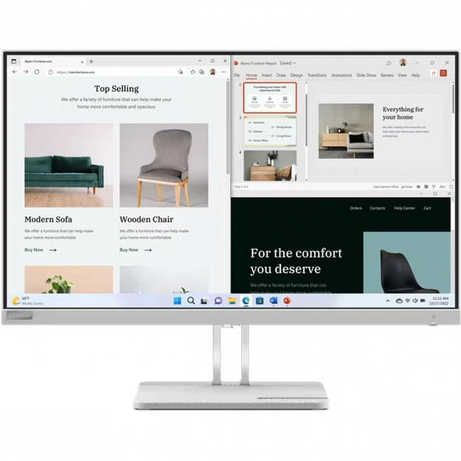 Монитор 27" Lenovo L27e-40, Cloud Grey, VA, 1920x1080@100Hz, 300кд/м2, 3000:1, 4ms, VGA, 2хHDMI