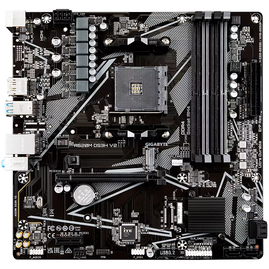 GIGABYTE MB AM4, A520, 4xDDR4, DP + HDMI, 1xPCIe x16 3.0, 1xPCIe x1, 1xM.2, 4xSATA, GbE LAN, mATX