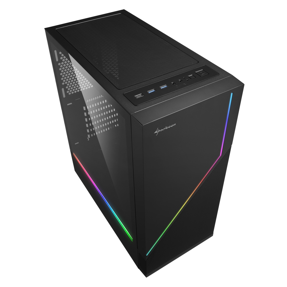 Корпус Sharkoon RGB Flow, Midi Tower, ATX, Black, 2x3.5"/6x2.5", USB2.0, 2xUSB3.0
