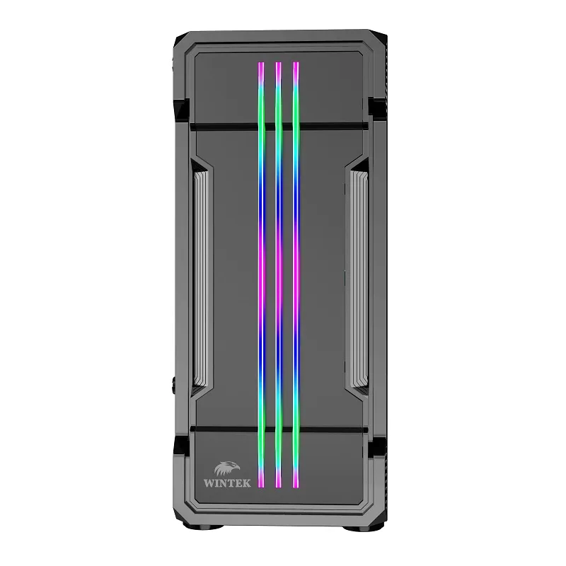 Корпус Wintek Flame-V2 D537-B TG, Midi Tower, ATX, Black, 2x3.5"/1x2.5", 3xUSB