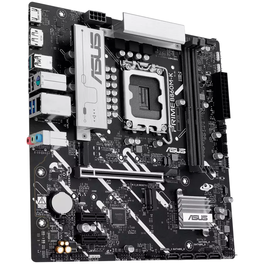Материнская плата ASUS PRIME B860M-K, LGA1851 B860 2xDDR5 4xSATA 2xM.2 HDMI DP USB-C mATX