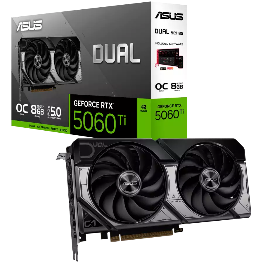 ASUS Video Card NVIDIA GeForce RTX 5060 Ti 8GB GDDR7 128-bit Digital Max Resolution 7680 x 4320 Yes x 1 (Native HDMI 2.1b)Yes x 3 (Native DisplayPort) 550W P/N 90YV0MP2-M0NA0