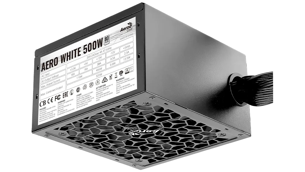 БП ATX 500W AeroCool Aero White, 20+4/24+4/24+8, 12cm, 2х6p/2х2p PCI-E