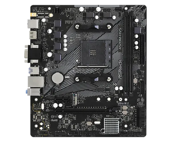Матплата ASRock A520M-HVS, AM4, mATX, 2DDR-4, 1xPCI-Ex16, 4SATA, 1xM.2, VGA, HDMI, 12USB