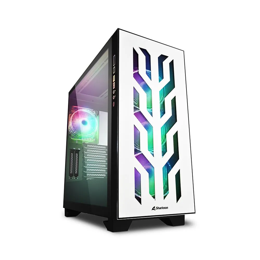 Корпус Sharkoon ELITE SHARK CA300T WE, Midi Tower, E-ATX, White, 4x3.5"/7x2.5", 2xUSB3.0, USB-C