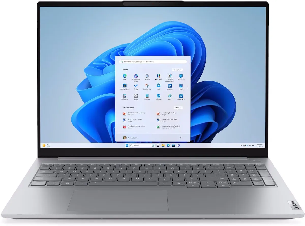 ThinkBook 16 G8 IAL, Intel® Core™ Ultra 5 225U (E-cores up to 3.80GHz, 12MB), 16" WUXGA Non-Touch, 16.0GB, 1x512GB SSD M.2 2242 PCIe Gen4 QLC, Intel® Graphics, BT 5.1 or above,Wi-Fi 6E 2x2 AX, 100/1000M Ethernet, FPR, 1080P FHD IR, 3 Cell Li-Pol 45Wh, 65W
