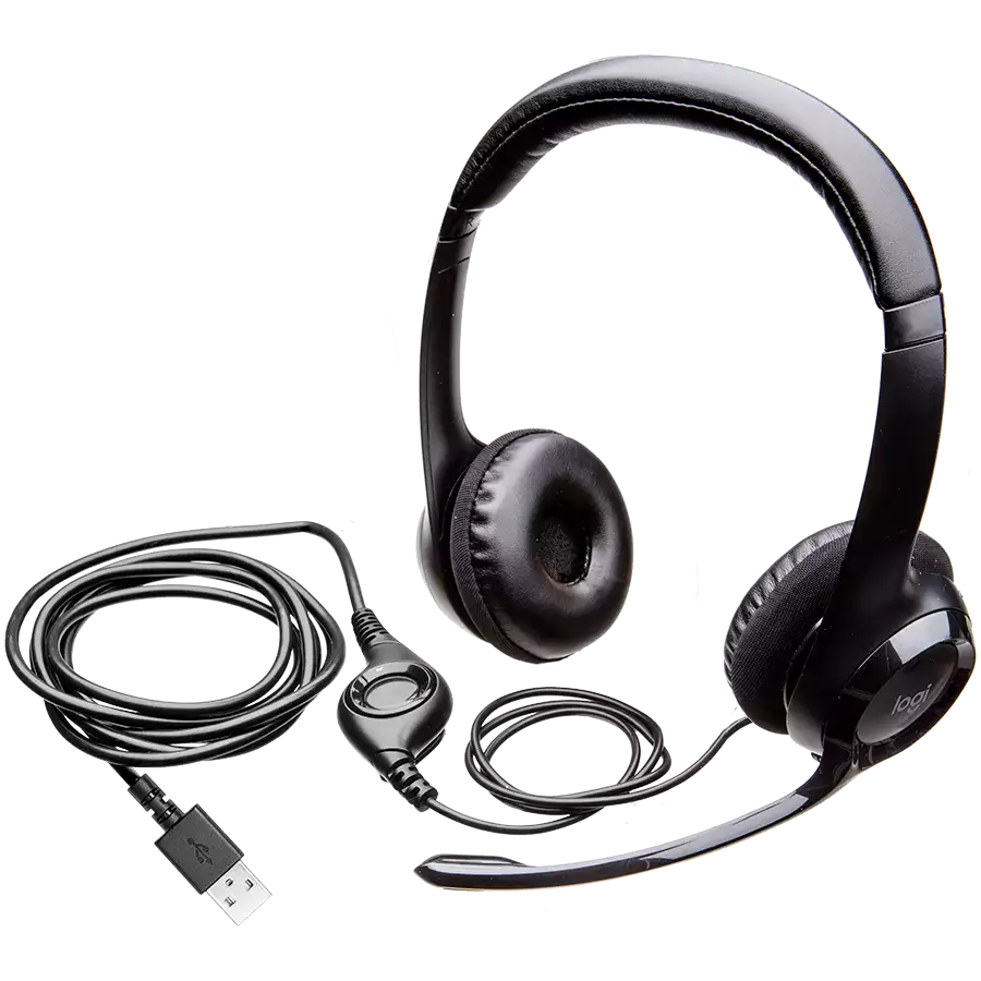 Гарнитура Logitech H390 (USB, элементы управления на кабеле, кабель 2.33м) (M/N: A00146)