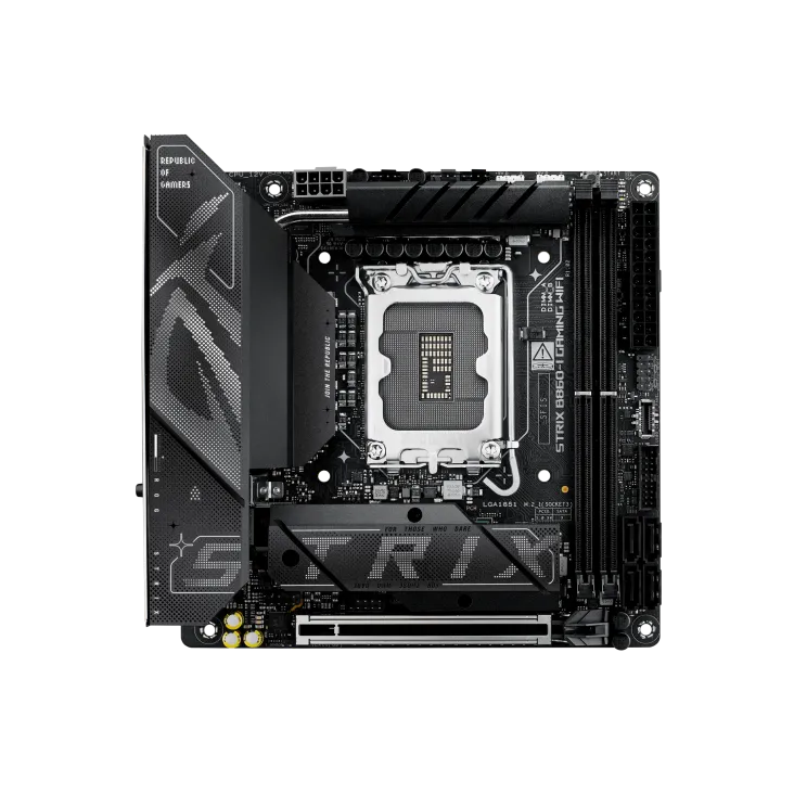 Материнская плата ASUS ROG STRIX B860-I GAMING WIFI, LGA1851 B860 2xDDR5 4xSATA 2xM.2 HDMI DP USB-C mITX