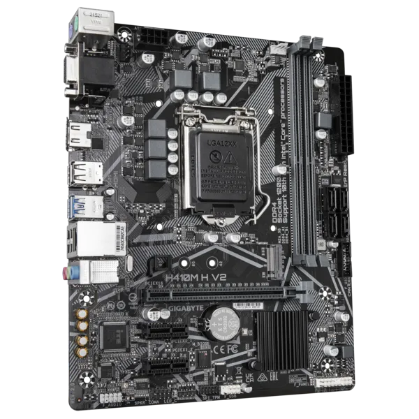 Матплата Gigabyte GA-H410M H V2, iQ470, S1200, mATX, 2DDR-4, 1xPCI-Ex16, 4SATA, 1xM.2,VGA,HDMI,10USB