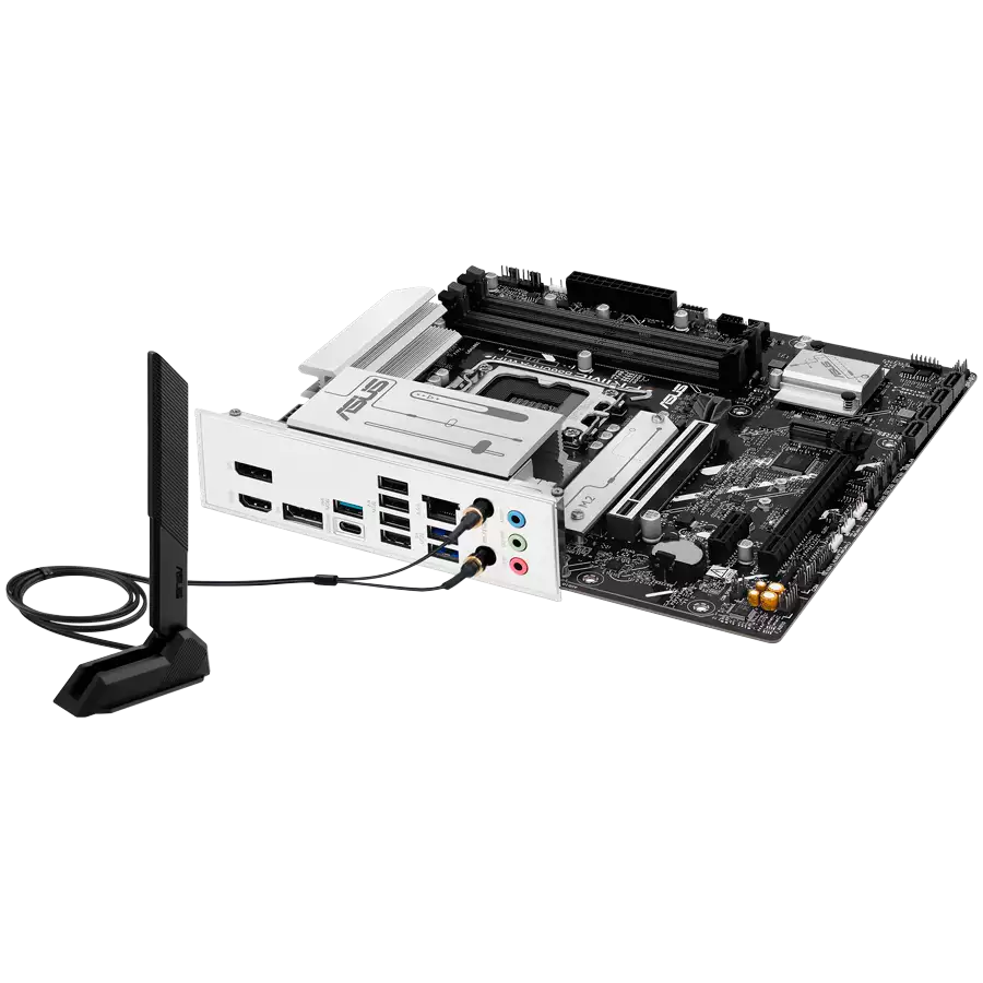 ASUS Main Board Desktop LGA1851 Intel B860 Chipset 4 x DIMM slots, max. 256GB, DDR5 2 x DisplayPort 1 x HDMI 1 x Wi-Fi module 2 x M.2 slots 4 x SATA micro-ATX Form Factor