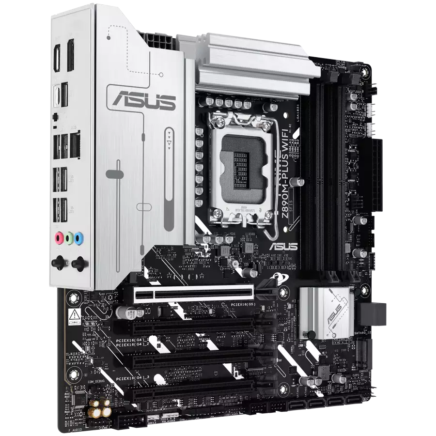 ASUS Main Board Desktop LGA1851 Intel Z890 Chipset 4 x DIMM slots, max. 256GB, DDR5 1 x DisplayPort 1 x HDMI 1 x Wi-Fi module 3 x M.2 slots 6 x SATA mATX Form Factor