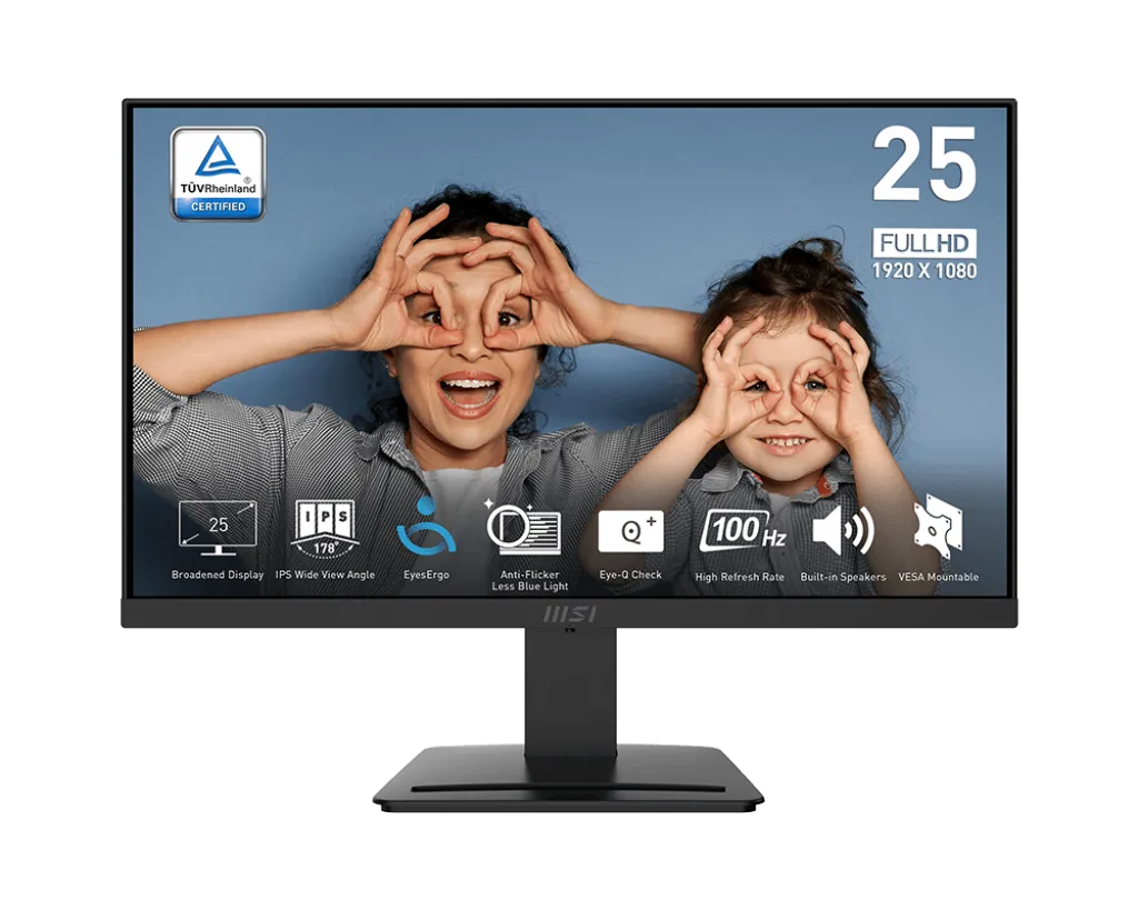 Монитор 24,5" MSI PRO MP253 IPS 1920x1080 100Hz 1ms 300cd/m 1000:1 1xD-Sub 1xHDMI 1xDP Встроенные колонки 2x3W Черный