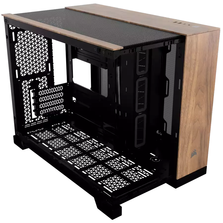 CORSAIR 2500X Micro ATX Dual Chamber PC Case - Black/Walnut Wood