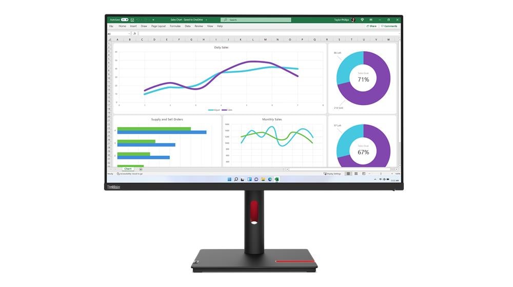 ThinkVision T32h-30 / 31.5" / IPS / 16:9 / 60 Hz / 4–6 ms / 2560 x 1440 pixels / 350 cd/m / Raven Black / Warranty 36 month