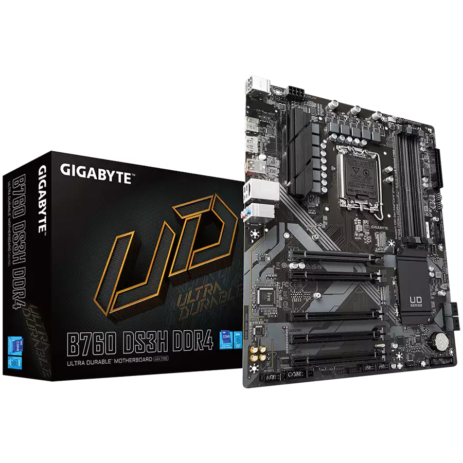 GIGABYTE MB LGA1700, B760, 4xDDR4, DP + HDMI, 5xPCIe x16 4.0, 2xM.2, 4xSATA, GbE LAN, ATX