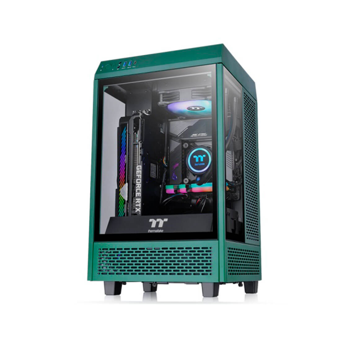 Корпус Thermaltake The Tower 100, Mini Tower, m-ITX, Green, 2x3.5"/2x2.5", 2xUSB3.0, USB-C