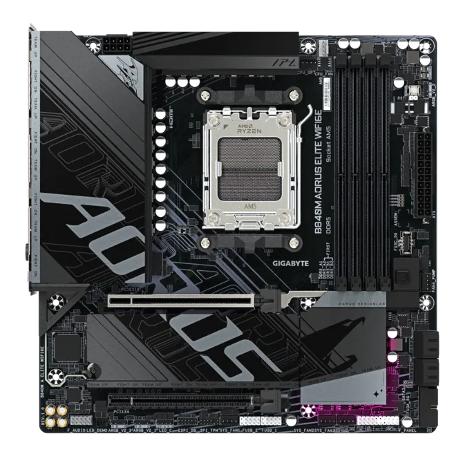 Матплата Gigabyte B840M Aorus Elite WiFi6E, AM5, mATX, 4DDR-5, 2xPCI-Ex16,4SATA3,2xM.2,HDMI,DP,15USB