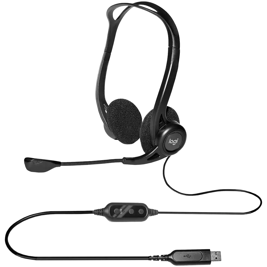 Гарнитура Logitech PC960 (USB, элементы управления на кабеле, кабель 2.4м) (M/N: A00091)