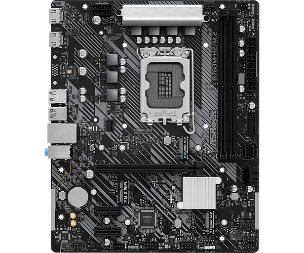 Матплата ASRock B760M-H2/M.2, iB760, S1700, mATX, 2DDR-5, 1xPCI-Ex16, 4SATA, 2xM.2, 2xHDMI, 12USB