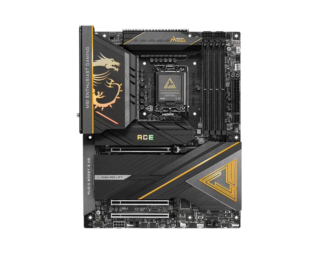 Материнская плата MSI MEG Z890 ACE LGA1851 4xDDR5 6xSATA3 RAID 5M.2 1xHDMI 2xThunderbolt4 10xUSB 10Gbps 1x10G LAN Wi-Fi  Bluetooth ATX