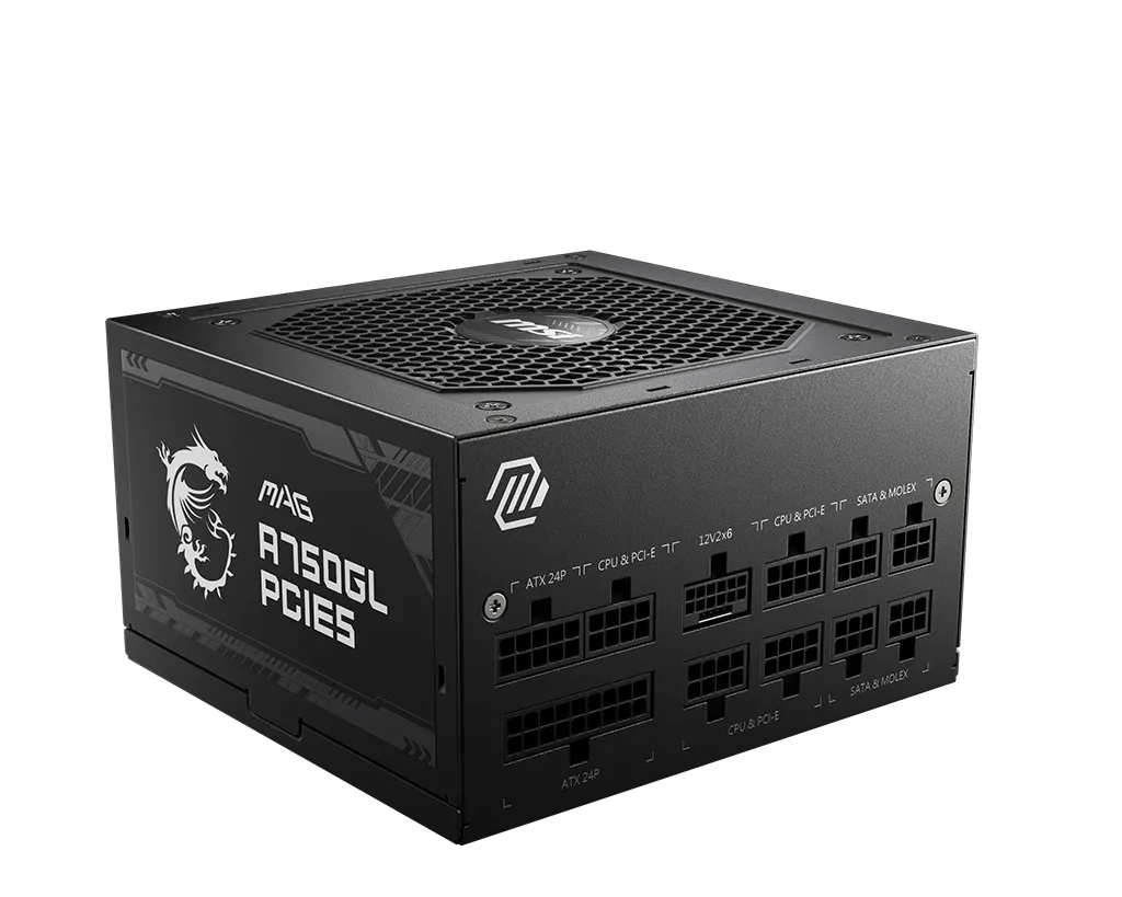 БП ATX 750W MSI MAG A750GL PCIE5, Gold, 20+4/24+4/24+4+8/24+8+8, 12cm, 3x6+2p+16p PCI-E