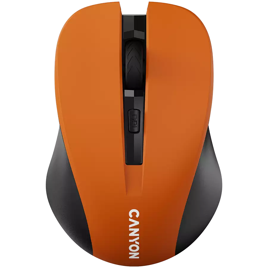 CNE-CMSW1O CANYON мышь, цвет - оранжевый, беспроводная 2.4 Гц, DPI 800/1000/1200 DPI, 3 кнопки и колесо прокрутки, прорезиненное покрытие