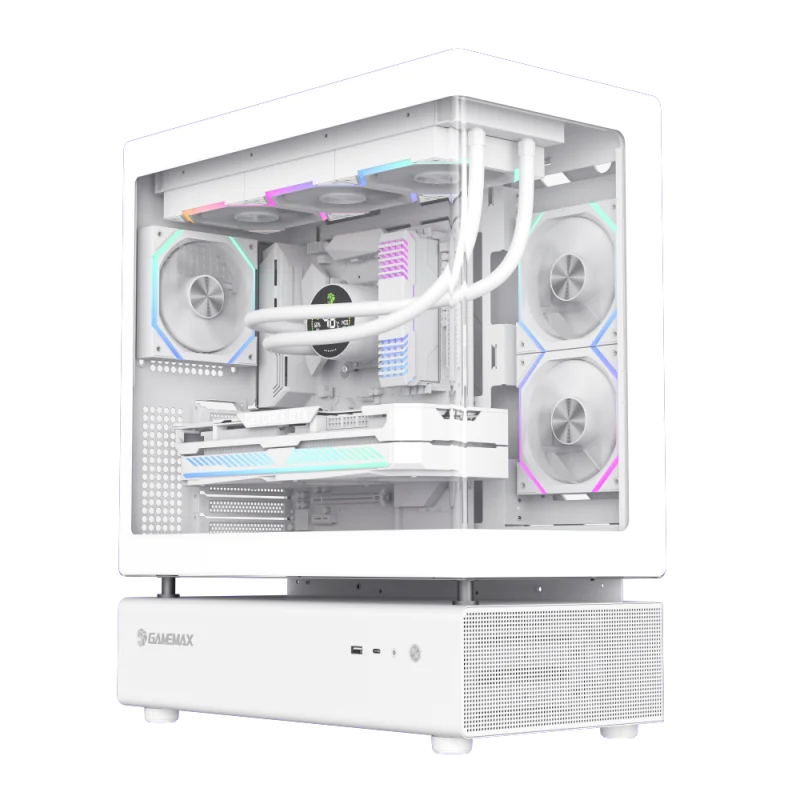 Корпус GameMax N80 WH, Midi Tower, ATX, White, 2x3.5"/2x2.5", 2xUSB3.0, USB-C, RGB
