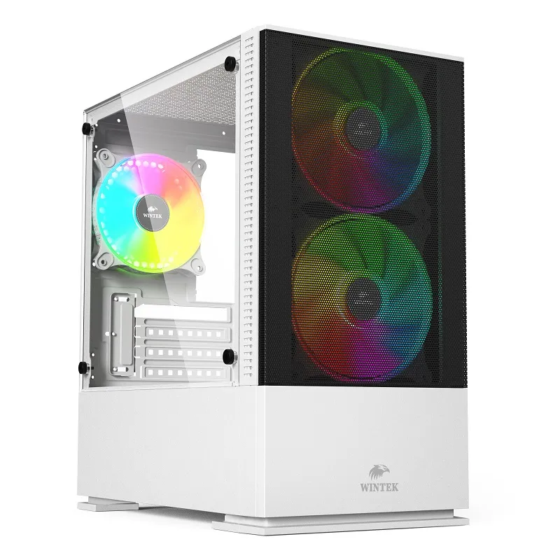 Корпус Wintek Shadow 701-W TG, Mini Tower, m-ATX, White, 2x3.5"/2x2.5", 2xUSB, USB3.0, RGB