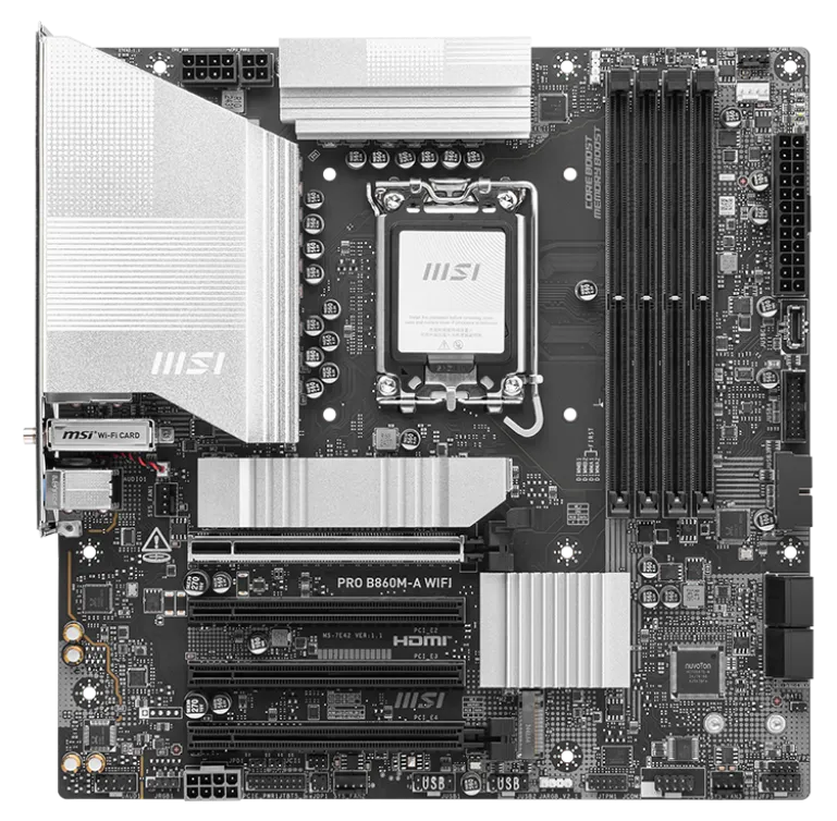 Материнская плата MSI PRO B860M-A WIFI LGA1851 4xDDR5 4xSATA3 RAID 3xM.2 HDMI 2xType-C(1xThunderbolt) 5xUSB DP mATX