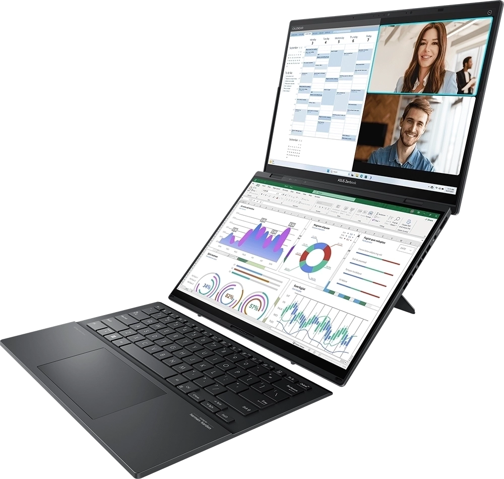 Ноутбук Asus/Zenbook Duo/UX8406CA-QL078W/1г/Core Ultra 9/285H/2,9 GHz/32 Gb/PCIe NVMe SSD/1000 Gb/No ODD/Graphics/Arc/256 Mb/14 ''/1920x1200/Windows 1