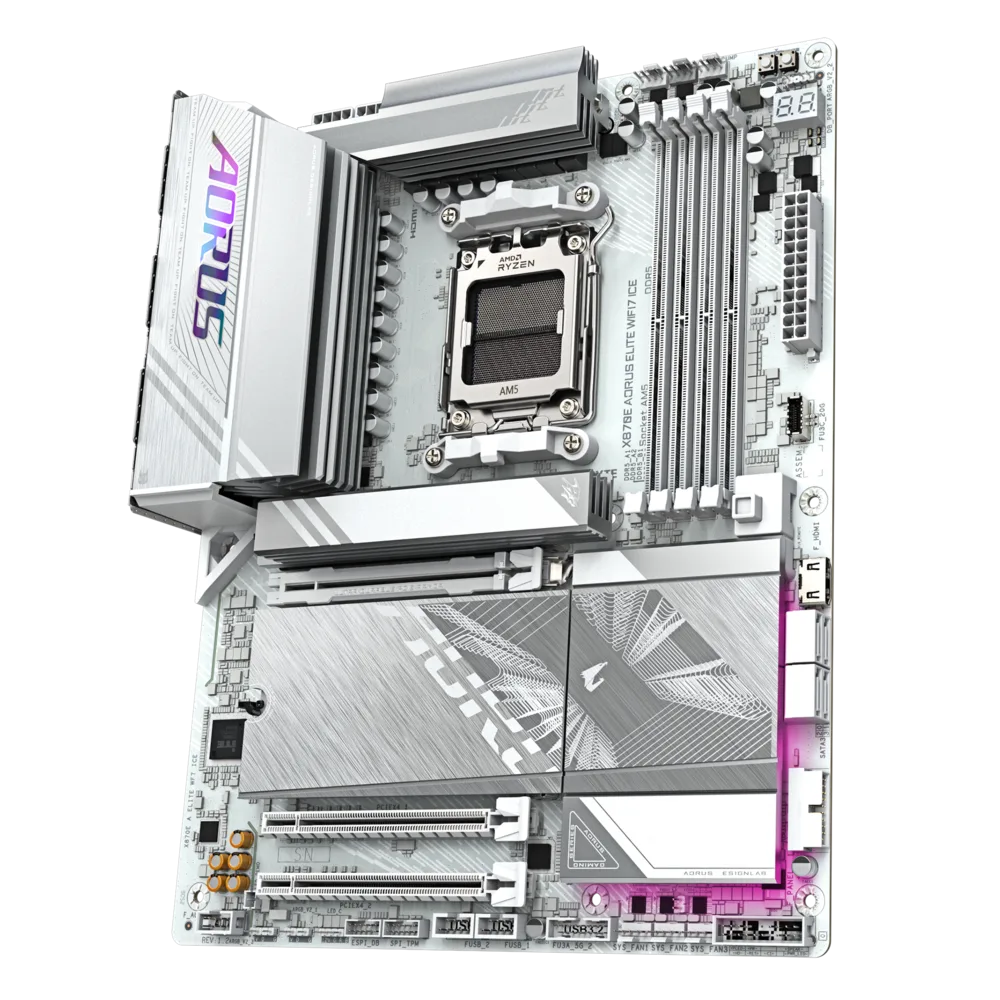 Матплата Gigabyte X870E Aorus Elite WiFi7 ICE, AM5, 4DDR-5,3хPCI-Ex16,4SATA,4xM.2,HDMI,2xUSB-C,18USB