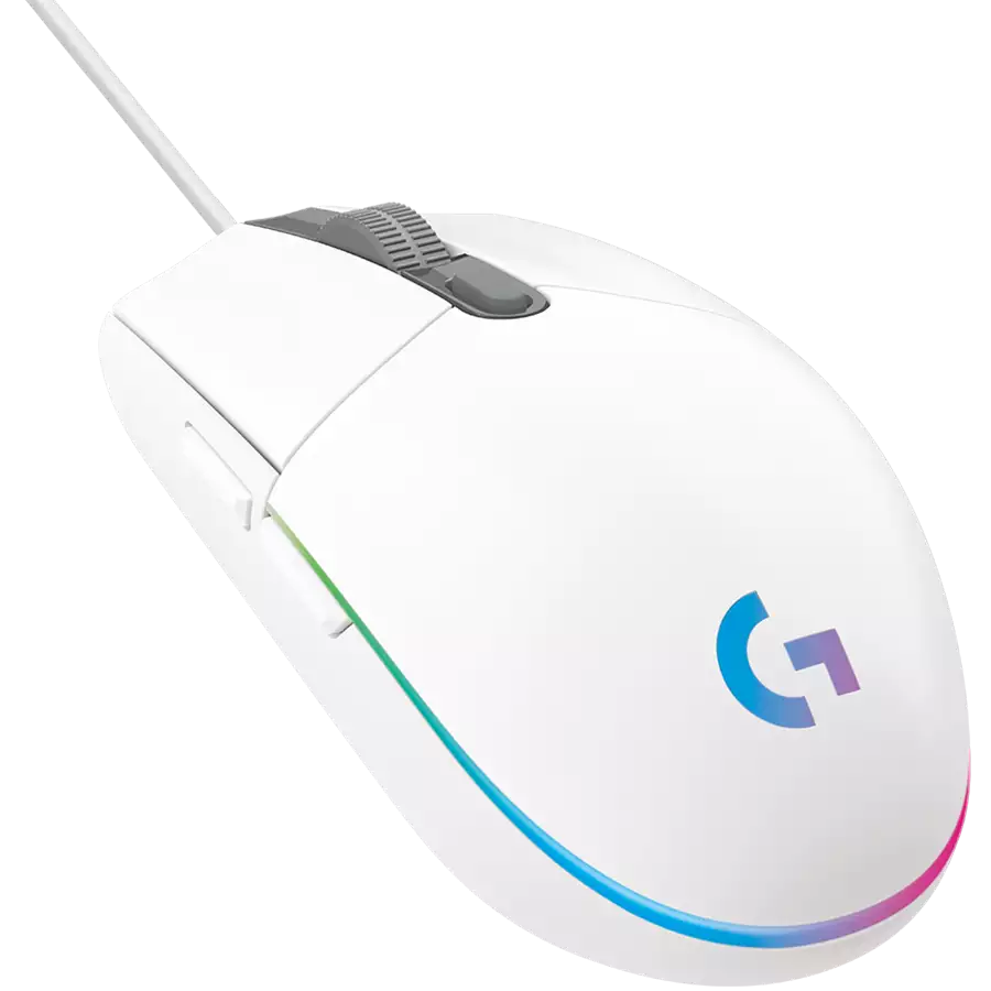 Мышь Logitech G102 LightSync, White, Wired, Gaming, Optical, 8000dpi, RGB backlight, USB