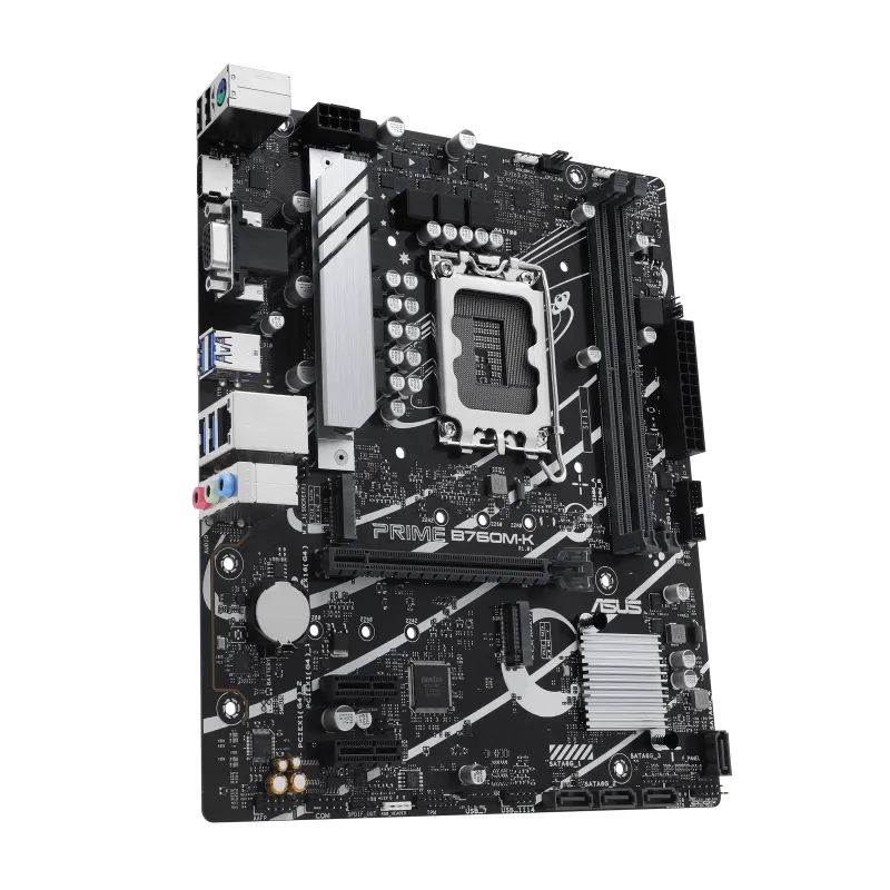 Матплата Asus Prime B760M-K, iB760, S1700, mATX, 2DDR-5, 1xPCI-Ex16, 4SATA, 2xM.2, VGA, HDMI, 11USB