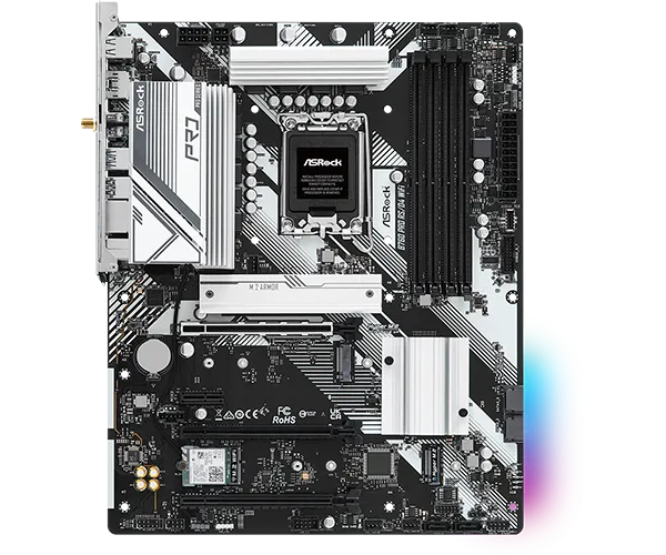Матплата ASRock B760 Pro RS/D4 WiFi, iB760, S1700, mATX, 4DDR-4,2xPCI-Ex16,4SATA,2xM.2,HDMI,DP,13USB